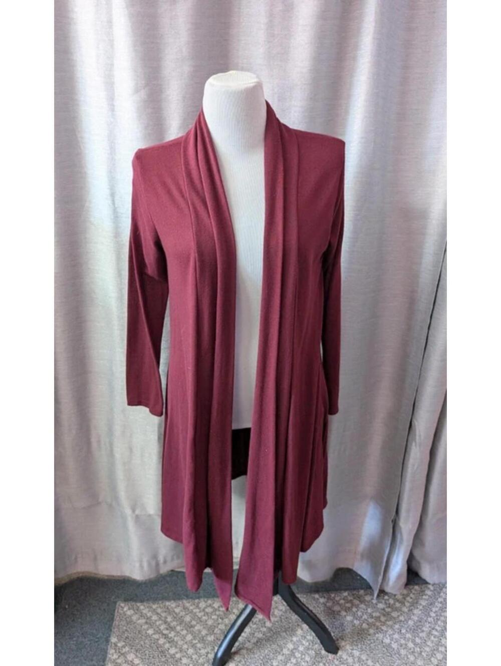 Burgundy Long Stretch Cardigan M